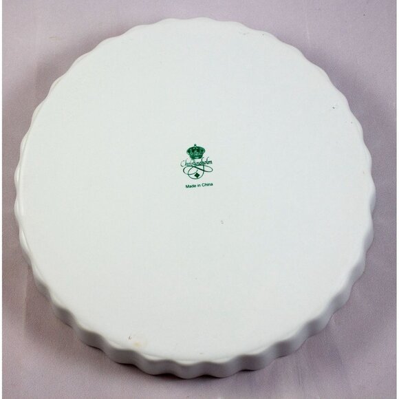 Vintage Christine Holm Fluted Edge Quiche Tart Pie Dish Pink Rose Pattern 9.5" - Picture 4 of 11